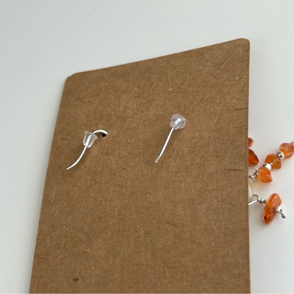 Beaded Semiprecious Stone Dangle Earrings - Picture 4 of 8